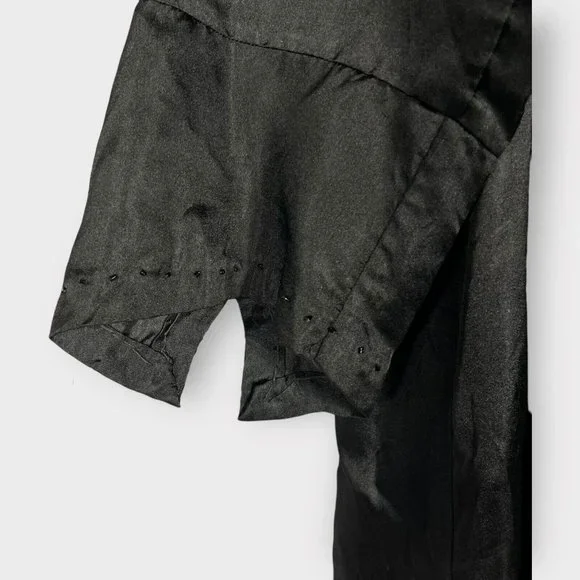 Antique Victorian Fortune Teller Topper Dress Top Black Satin Beaded & Tassels - Picture 4 of 16